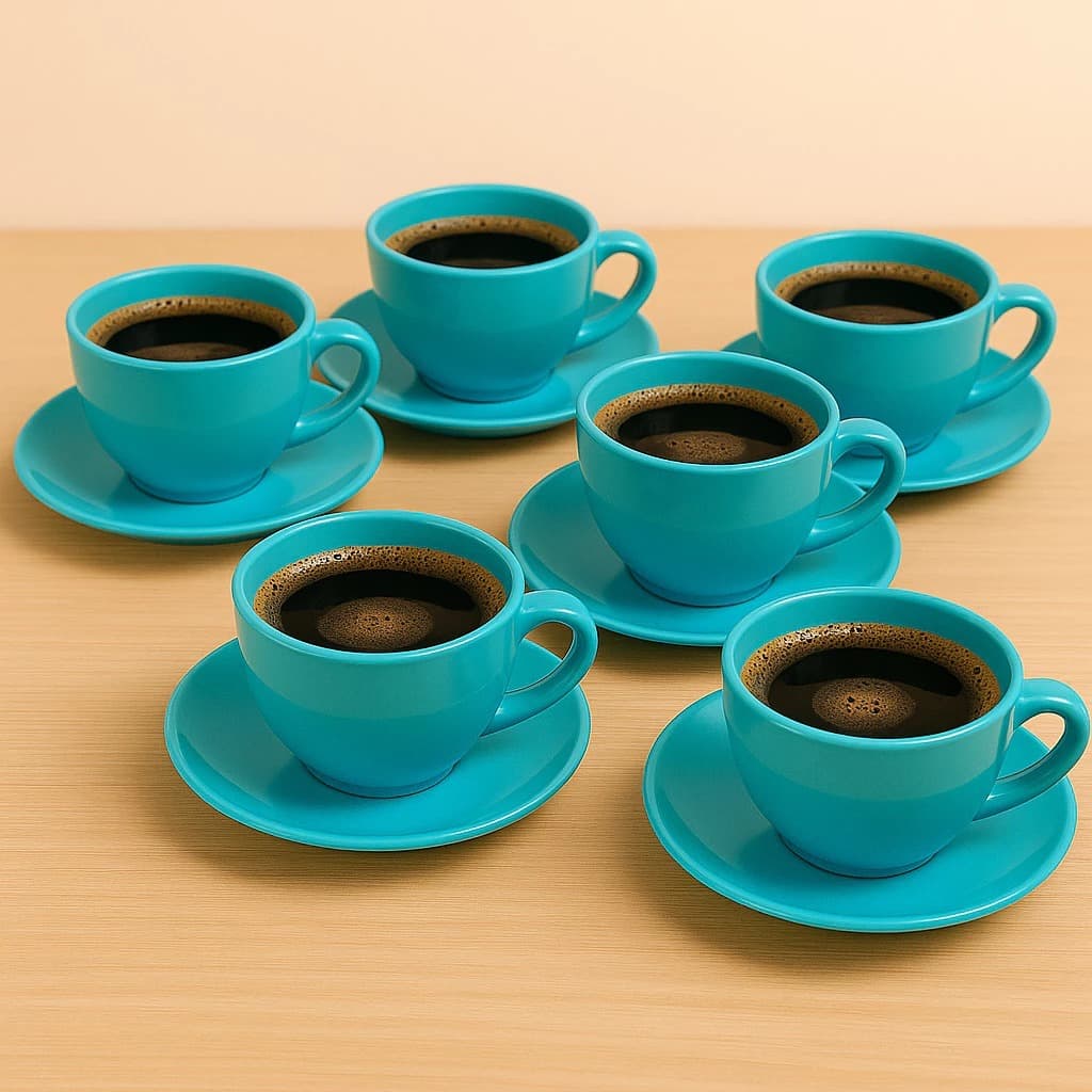 JOGO DE XÍCARAS COM PIRES 30 XÍCARAS 200ML + 30 PIRES ACRÍLICO COR AZUL TIFFANY PARA CHÁ/CAFÉ