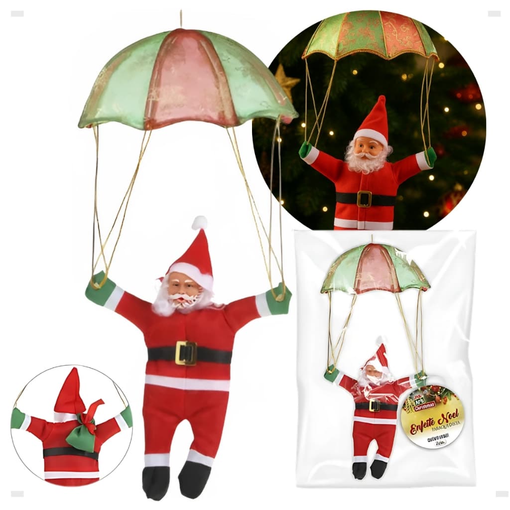 Papai Noel Paraquedista 56cm Grande Lindo Perfeito Decoração