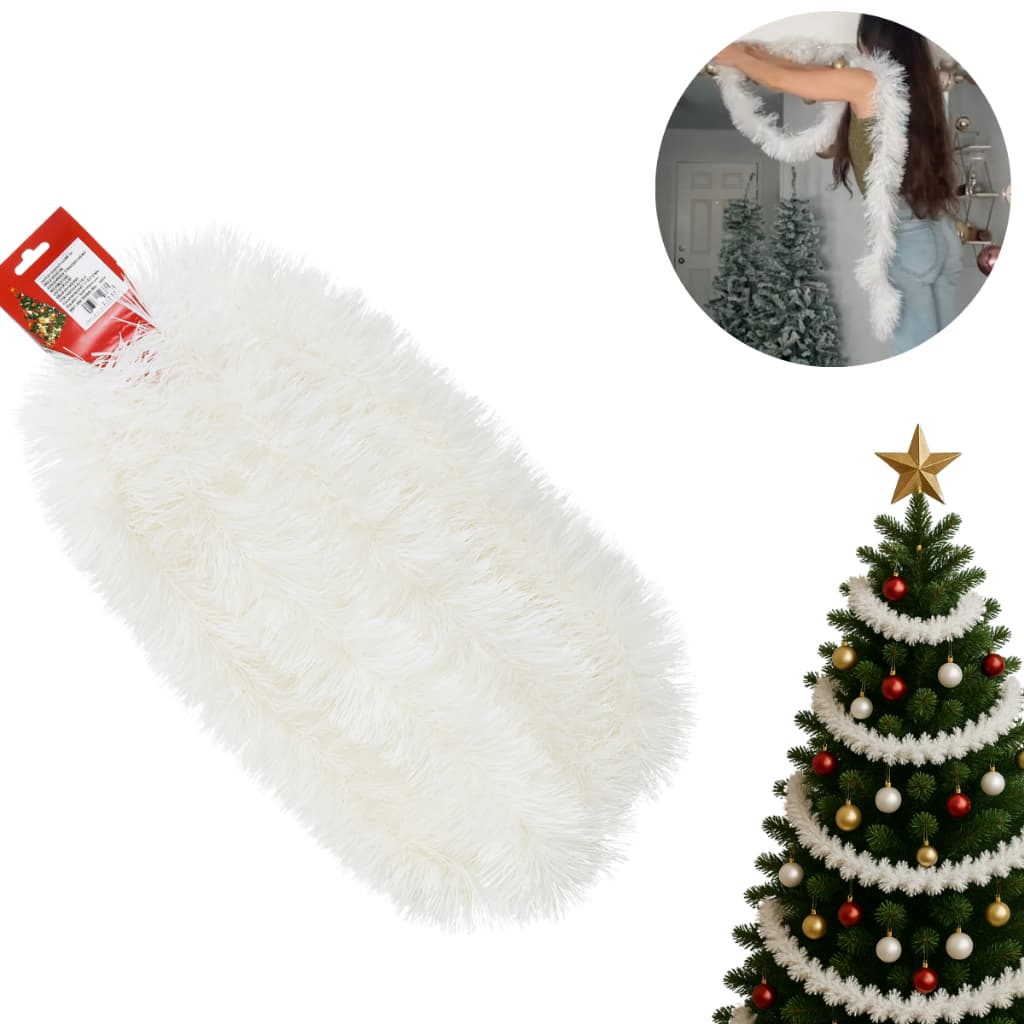 Festão Branco Natal 2 Metros | Decoração de Natal para Árvore | Kit 1, 3, 5 ou 10 Unidades