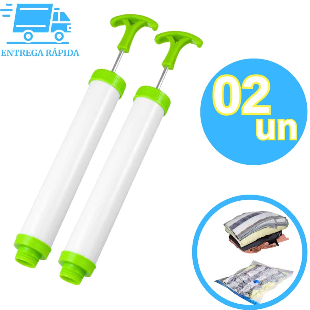 Kit 2 Bomba Sucção de Ar Manual Plástica Para Saco A Vácuo Organizador Portátil Resistente e Leve