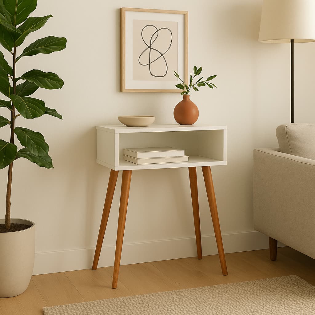 Aparador Mdf Branco Buffet Rack Sala Apoio Nicho Organizador