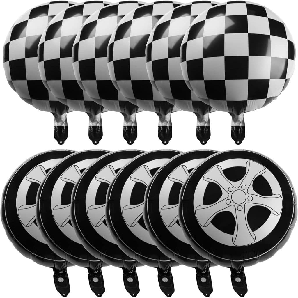 10 Balão Roda Pneu Bandeira Corrida 45cm Carro Moto Decoração C91267