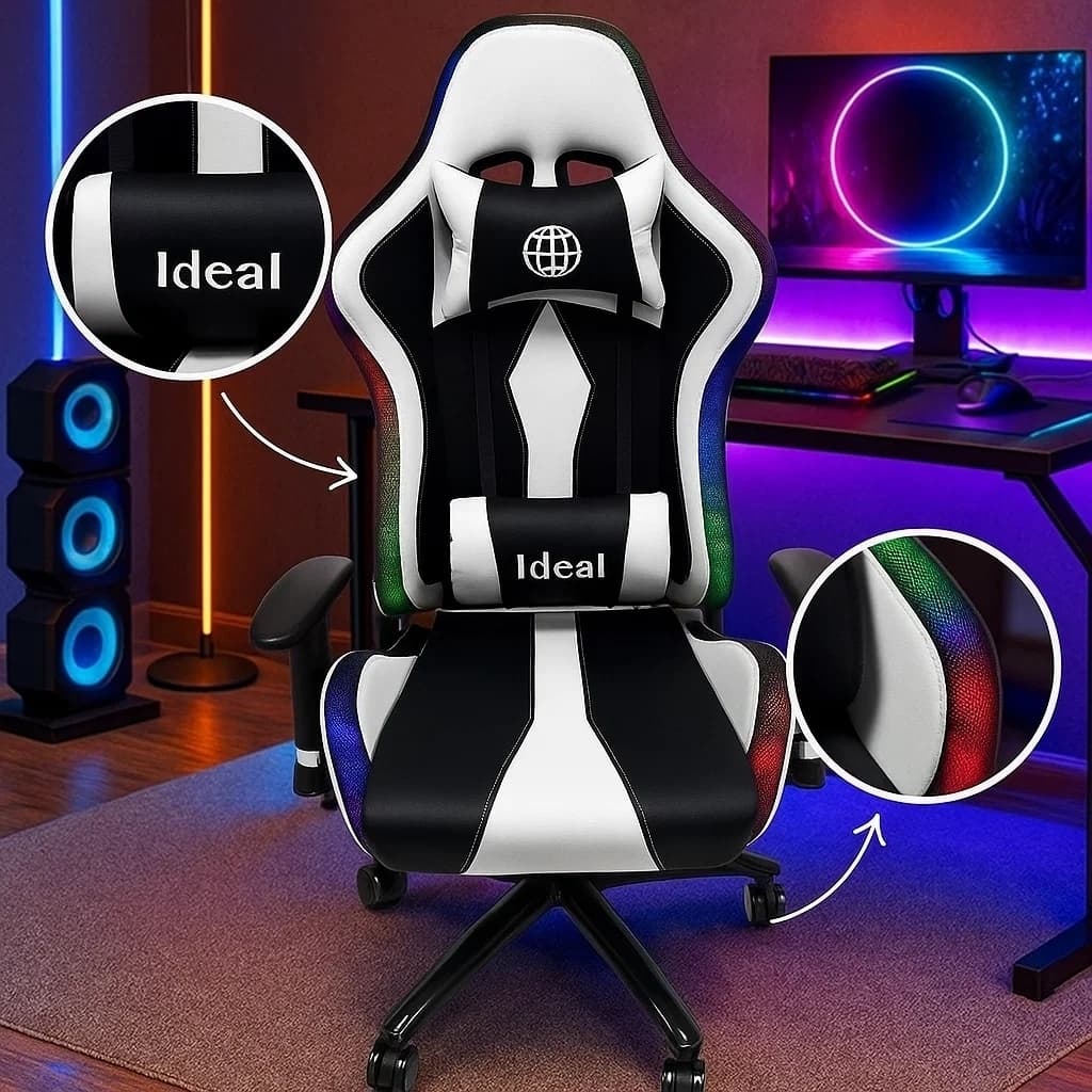 Cadeira Gamer Escritório Ergonômica Giratória Reclinável Lombar Confortável Trabalho Home Office