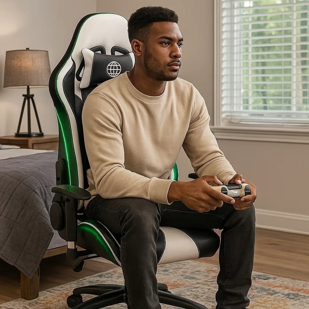 Cadeira Gamer Ergonômica Preta Giratória Reclinável Ajustável Apoio Lombar Escritório Home Office