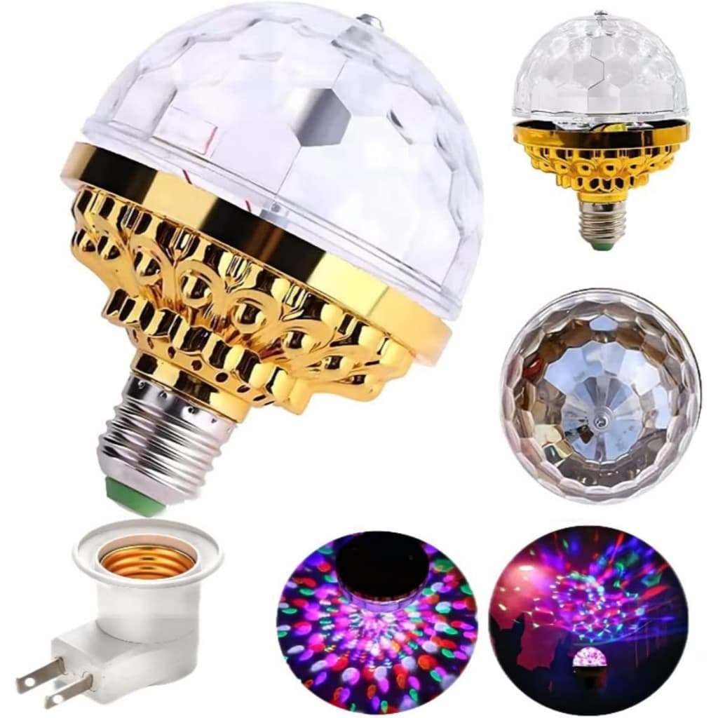 Lâmpada LED Rotativa 360° Bola de Cristal Mágica – Luz Colorida para Festa, Boate, DJ, Palco e Discoteca