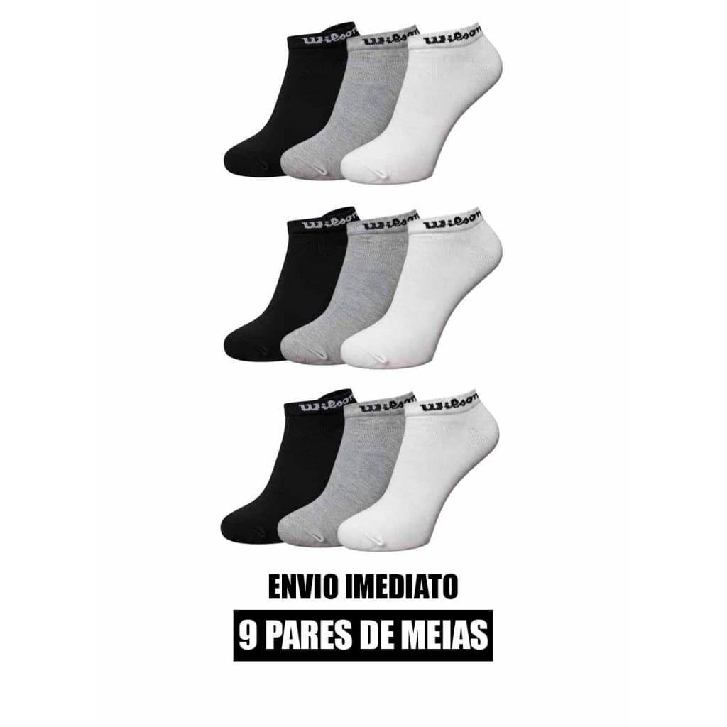 Kit 9 pares de meia soquete Wilson original