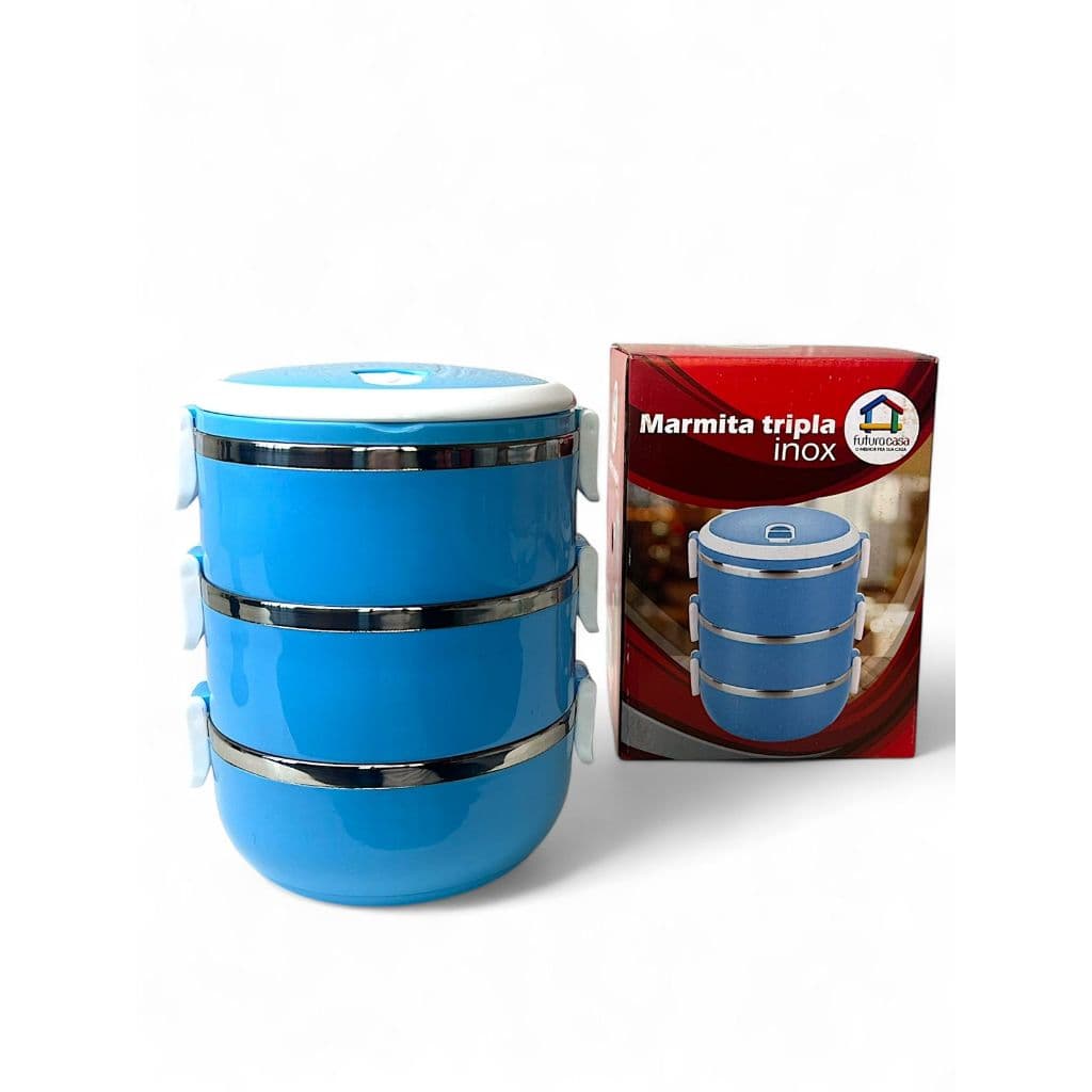 MARMITA TRIPLA DE INOX 3 COMPARTIMENTOS