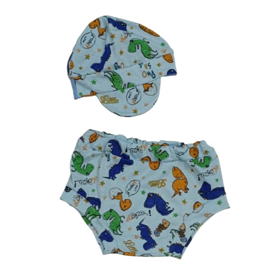 Shorts Bebê Tapa Fralda Masculino com Boné