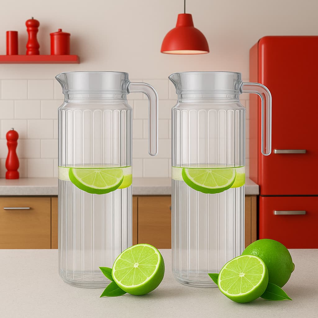 Kit 2 Jarras De Vidro 1 Litro Jarra Para Suco Água Vidro Resistente JR