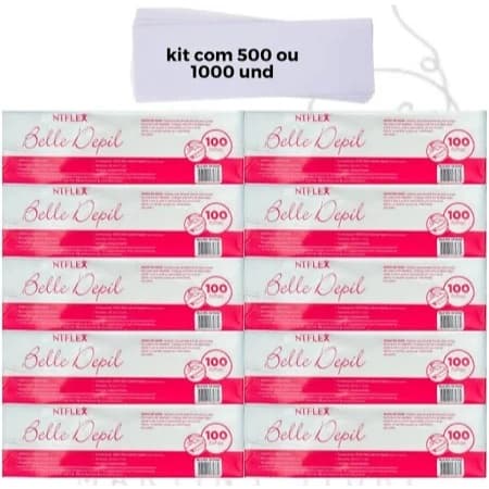 Kit Papel Depilatório Belle Depil 100 un (13,20) 200 un (24,90) ou 500 un (49.80) - 80 gramatura - Ntflex