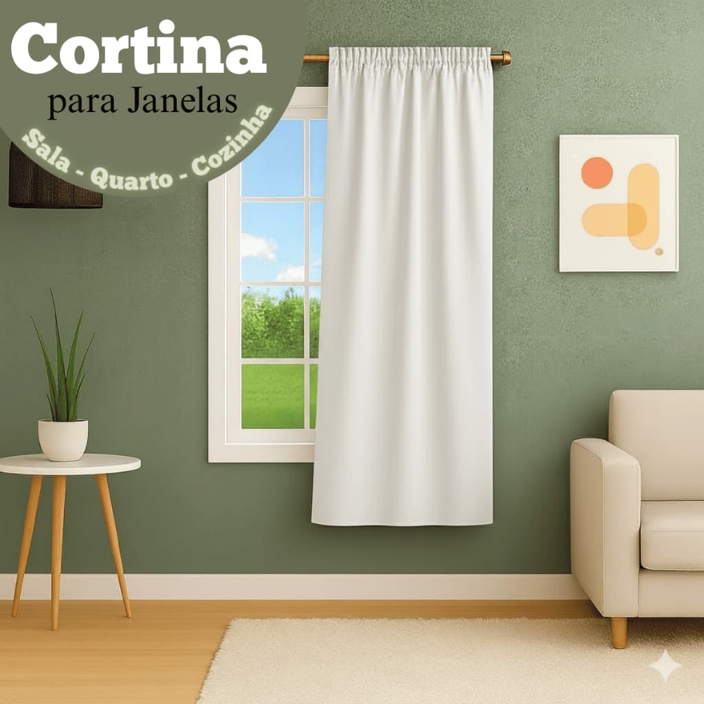 Cortina para janelas de sala quarto e cozinha  –  1,00m x 1,40m para embelezar seu ambiente