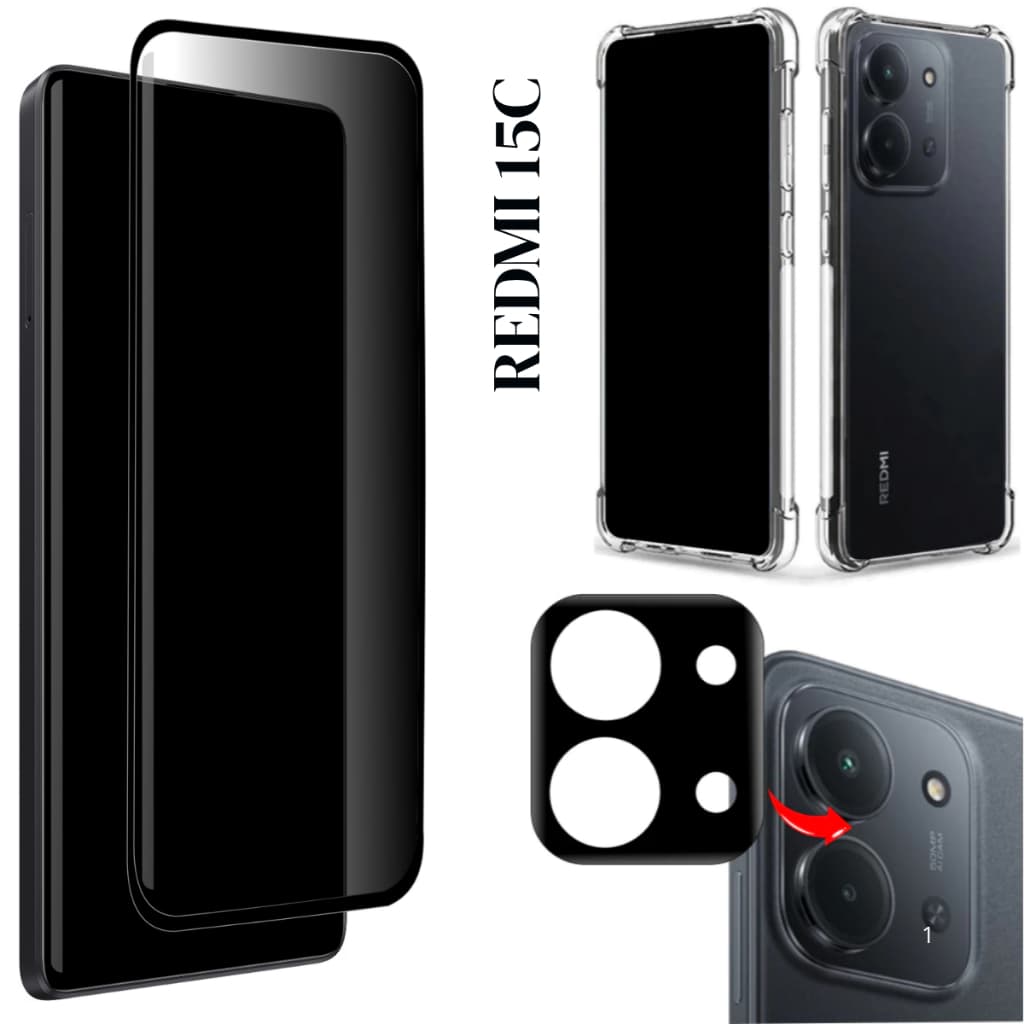 Película Privacidade Fosca Para Redmi 15C - Pelíucla da Câmera - Capinha Case Anti Impacto
