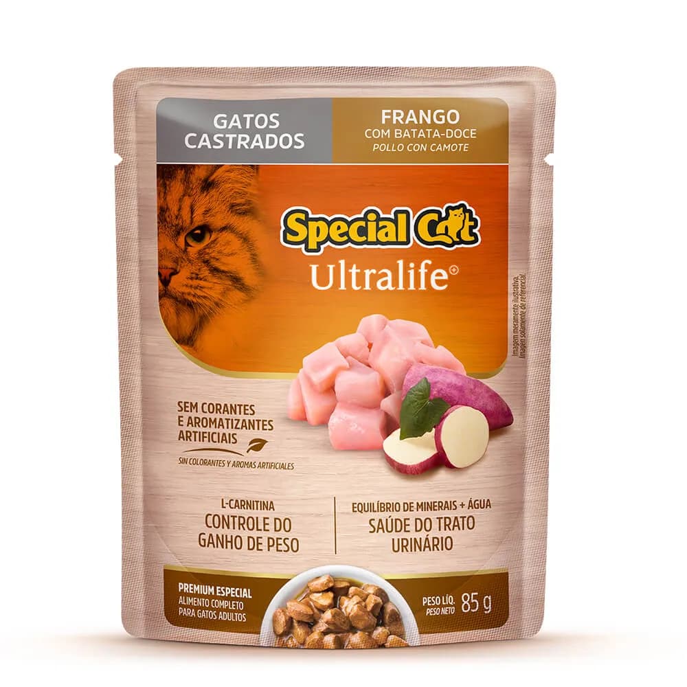 Sachê Special Cat Ultralife Gatos Castrados Frango 85g – Sabor e Nutrição Completa