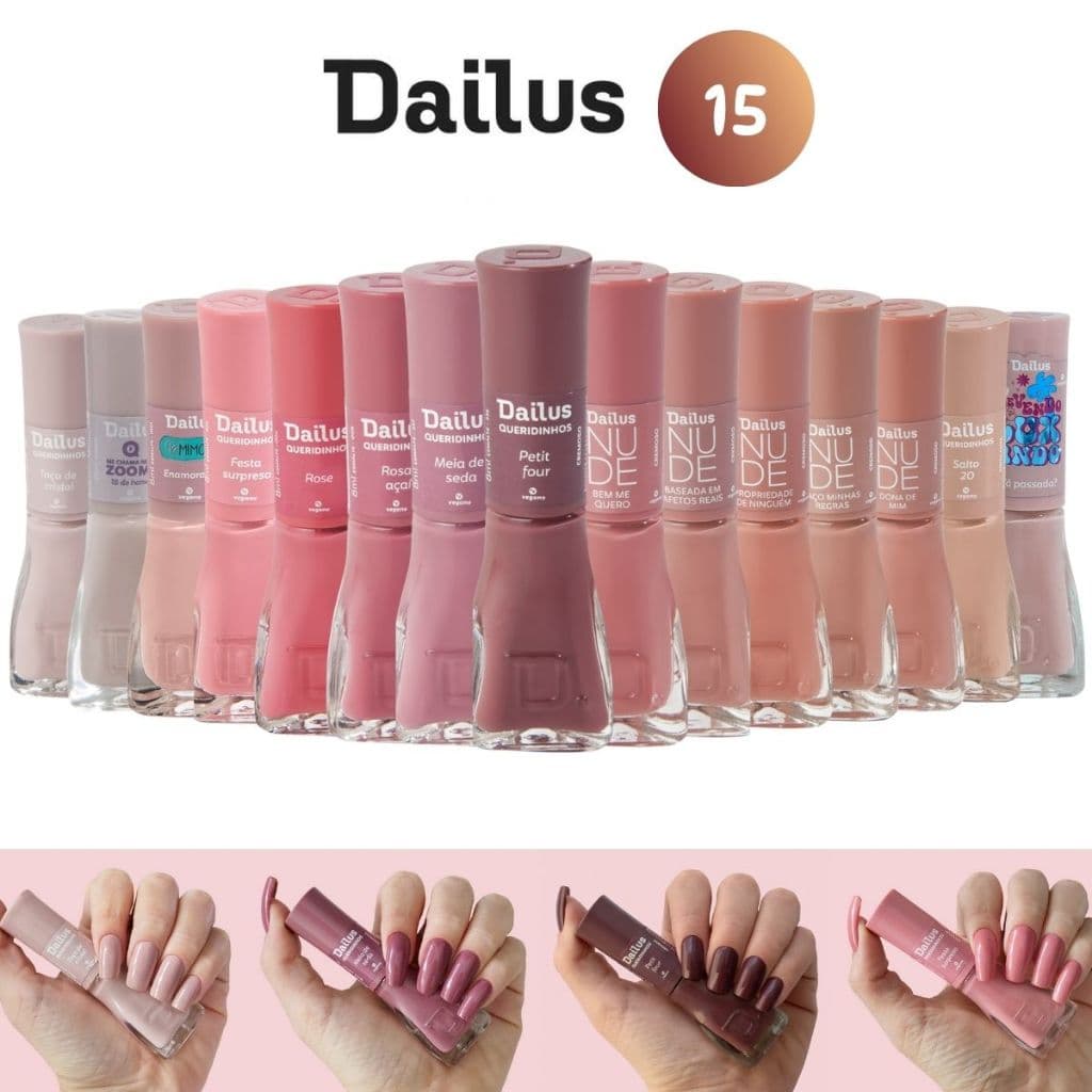 Esmalte Dailus - KIT 15 cores Tons Rosa e Nude Atacado Unhas