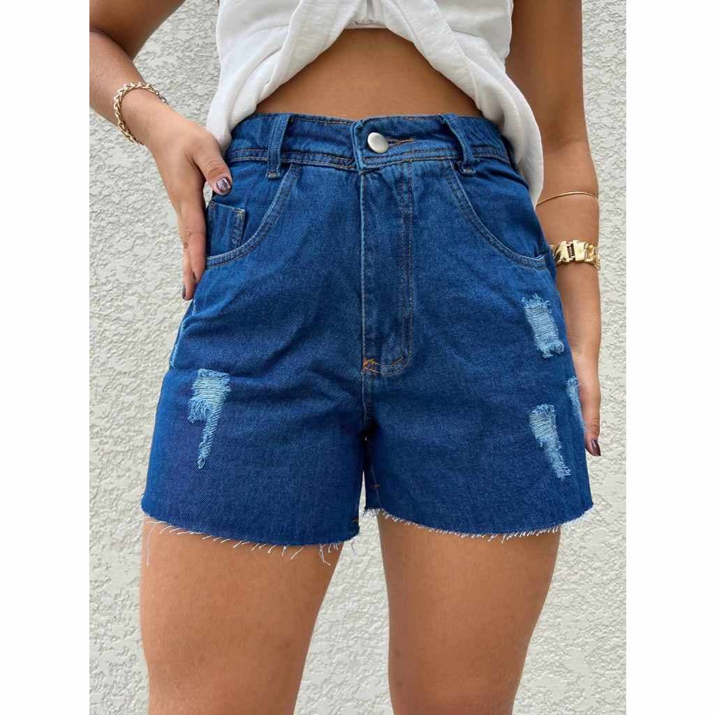 Coolestfeminina 8361 9069 Shorts jeans Moda Verão Moda Feminina lisa feminino  short jeans Bolsos Reais