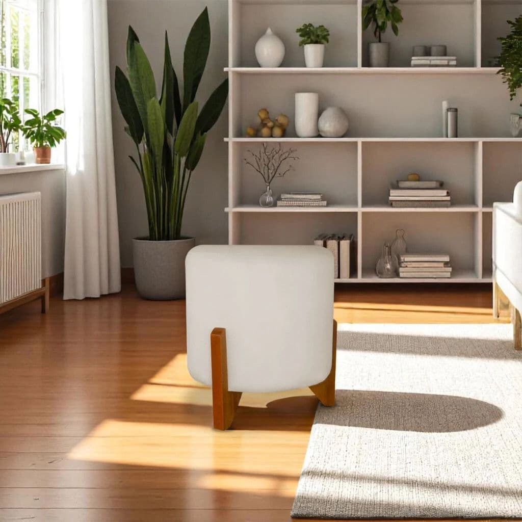 Puff Thor Luxo Decorativo Para Sala Escritorio Salao Sala de Estar Pés em Madeira Cores - HSENCANTUS