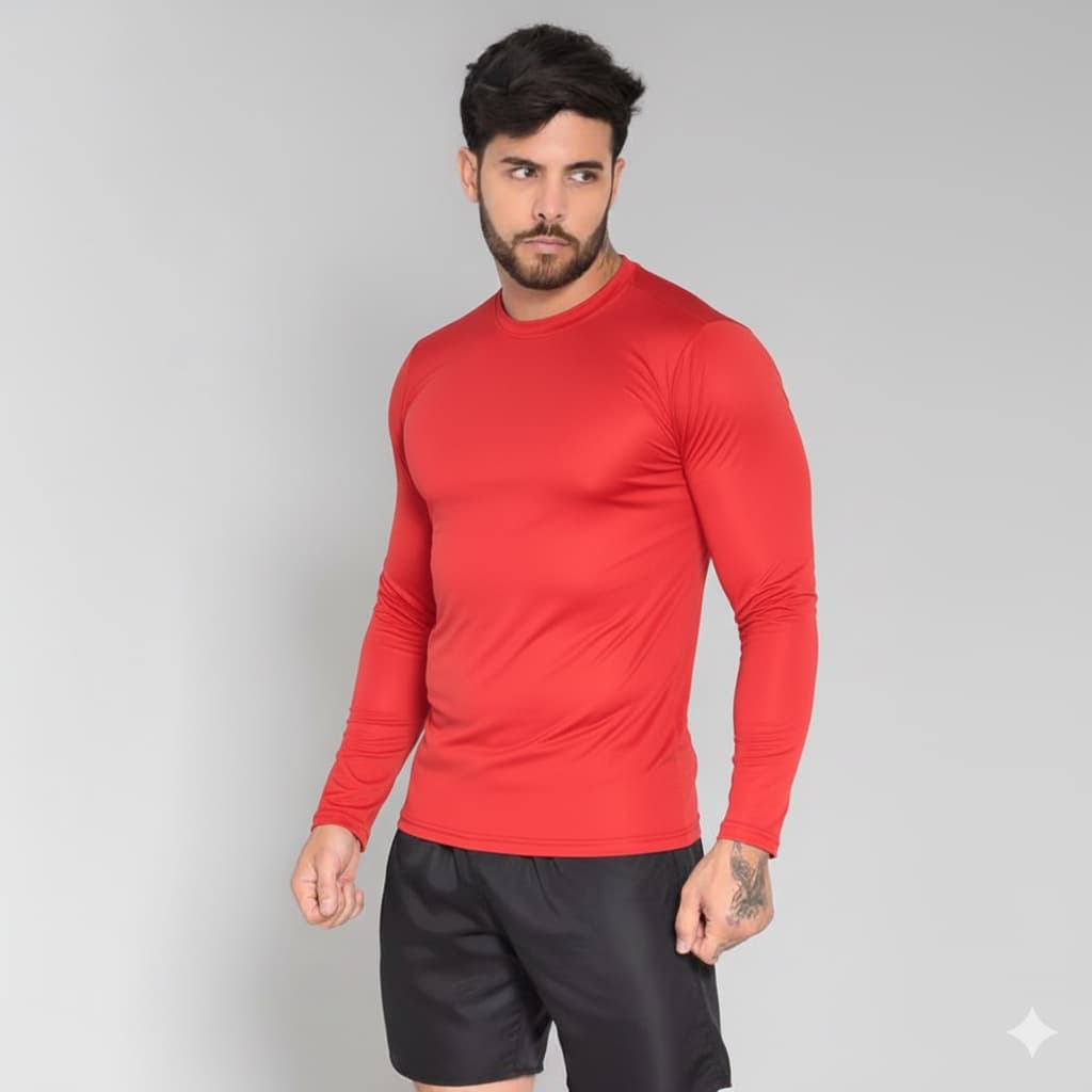 Camiseta UV Manga Longa Masculina para Academia fitness Esporte Blusa Termica Respiravel