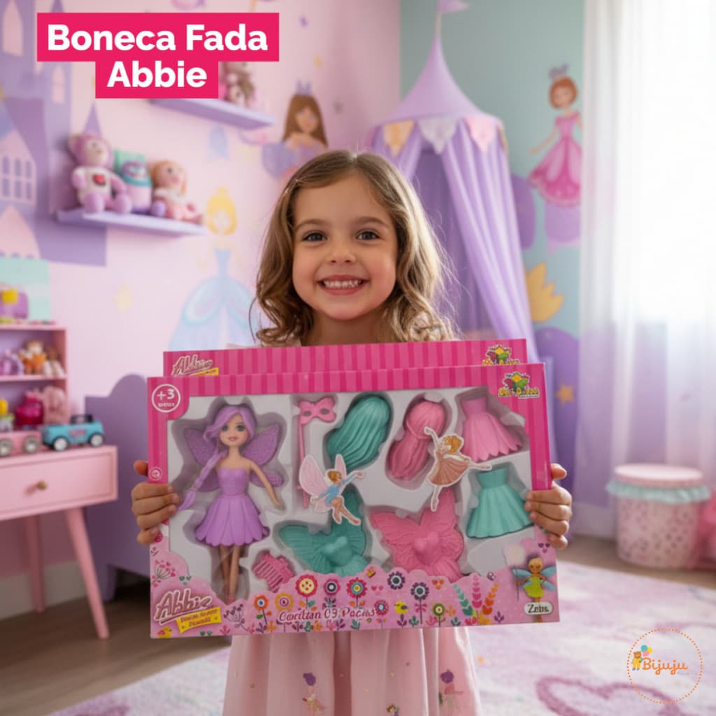 Boneca Abbie Fada Troca De Roupa Brinquedo Menina 9 peças