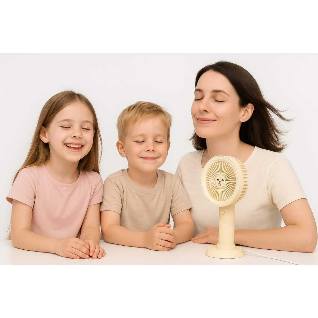Ventilador Recarregável Usb 5 Velocidades Cor Palha Abs