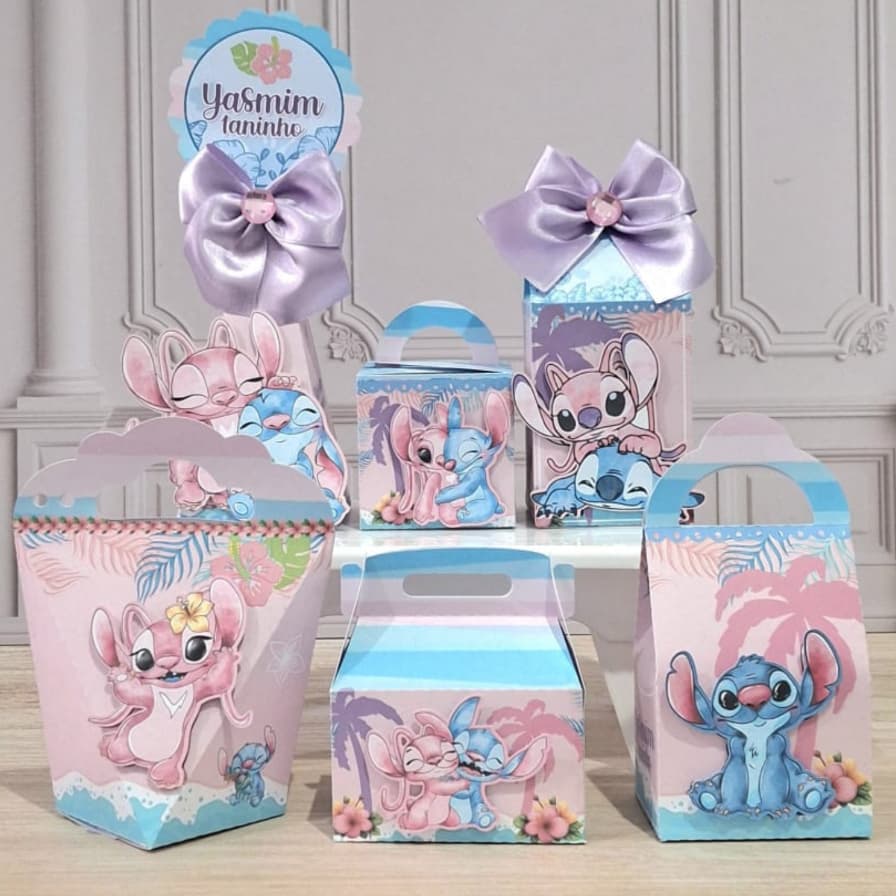 Caixa Milk i Personalizada | Lembrancinha Festa Stitch | Caixa Decorada com Nome e Idade