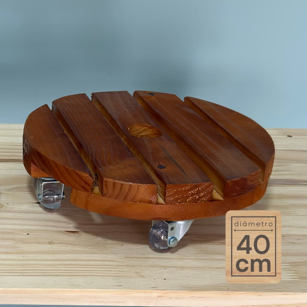 Suporte Redondo p/ Vaso de Planta 40cm com Rodinhas em Silicone Base Estável e Fácil Transporte