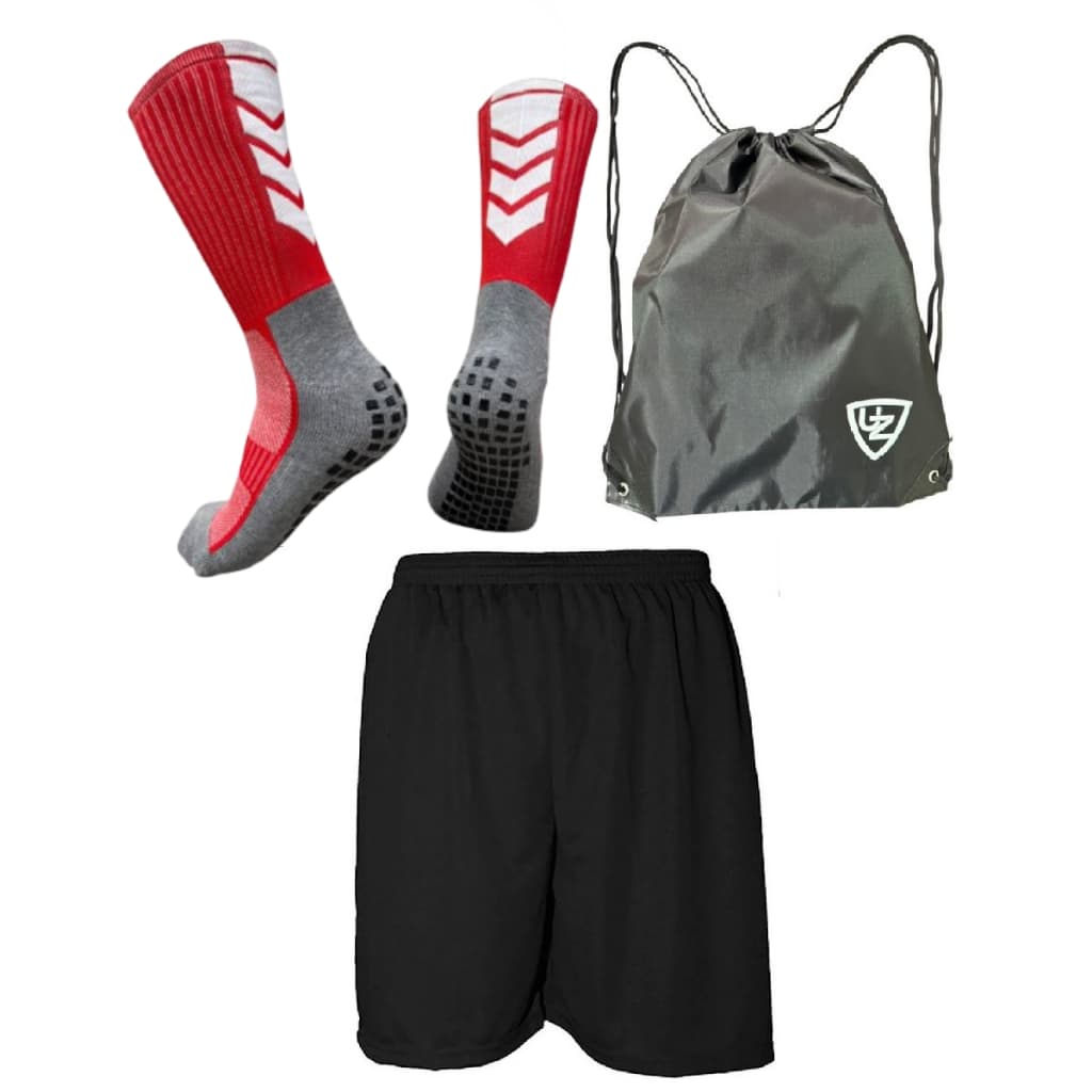 Meião Antiderrapante Socks Meia Futebol Corrida Short Mochila Esportiva