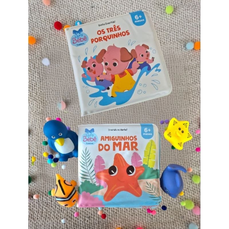 Livros de Banho | Amiguinhos do Mar | Com brinquedos | Os Três Porquinhos | 6m+