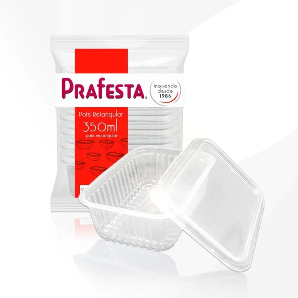 Pote Retangular Microondas E Freezer 350ml Em Diversas Unidades Cor Transparente
