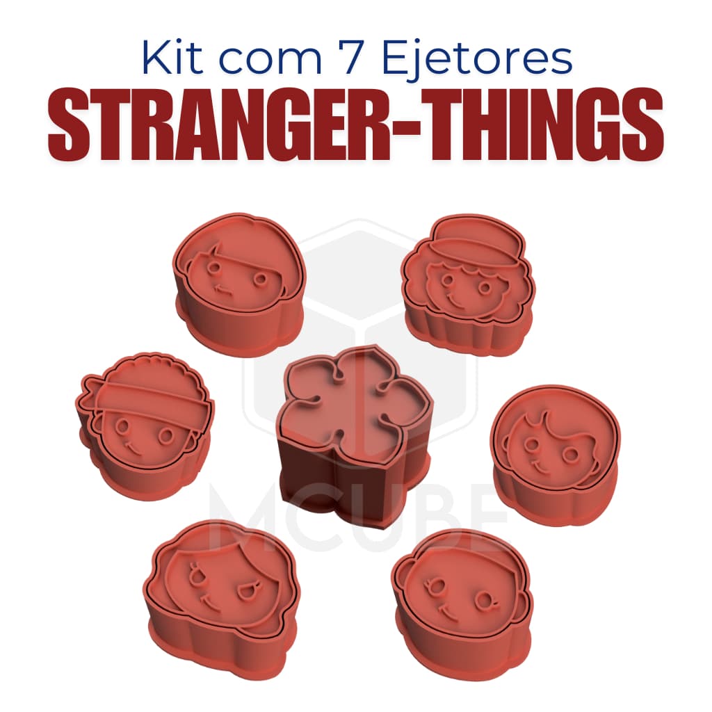 Kit com 7 Ejetores Modeladores para Docinhos e Brigadeiro - Stranger Things