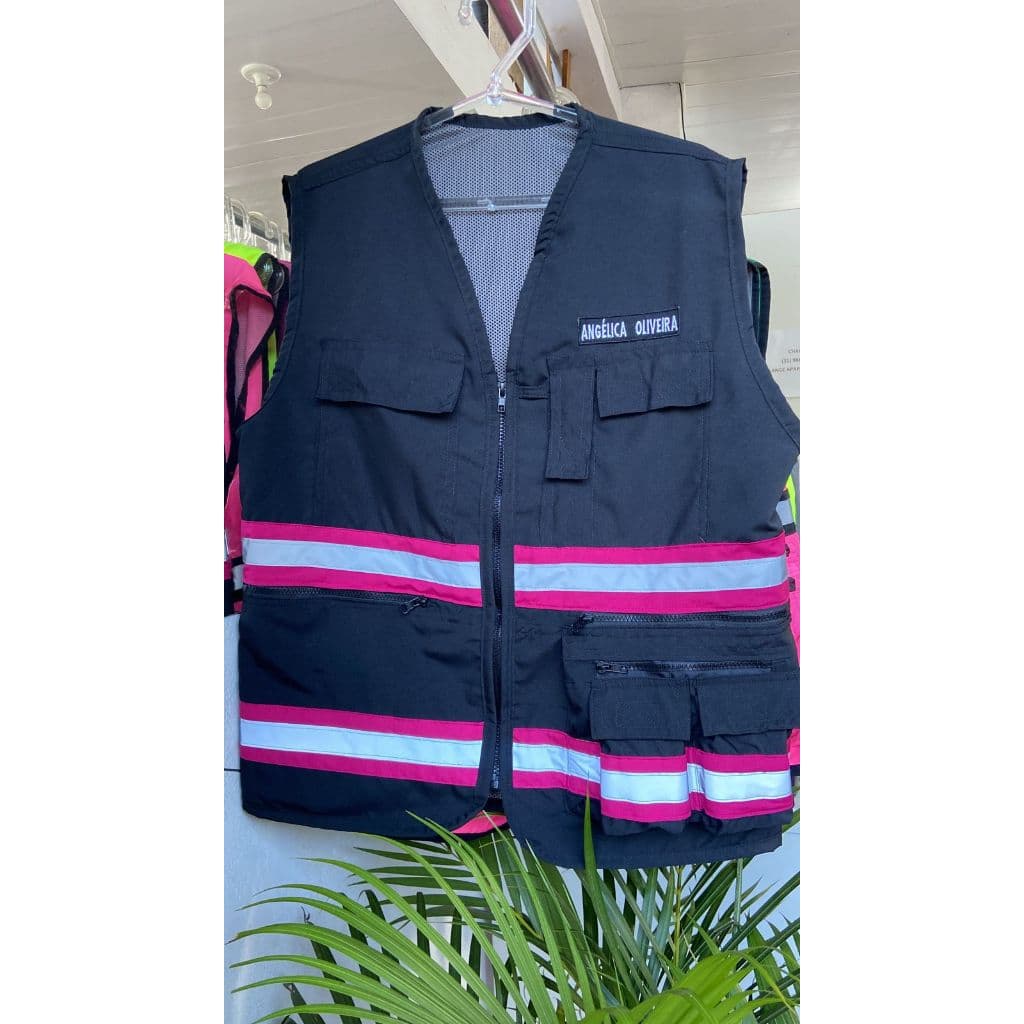 Colete Tactel Faixa Refletiva Bolsos Internos e Externos Masculino e Feminino (Personalizamos somente nome na frente)