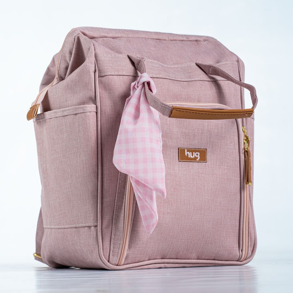 Mochila Maternidade Multifuncional Mescla Rosa Hug Original Menina