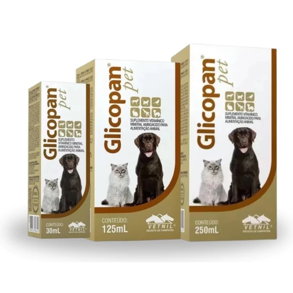 Glicopan Pet 125mL - Suplemento Vitamínico Para Cães, Gatos, Aves, Roedores, Répteis e Mustelídeos