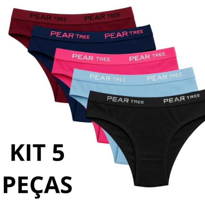 Calcinha kit 5 cos alto conforto algodao forradas cores sortidas calsinha feminina mulher calcinhas