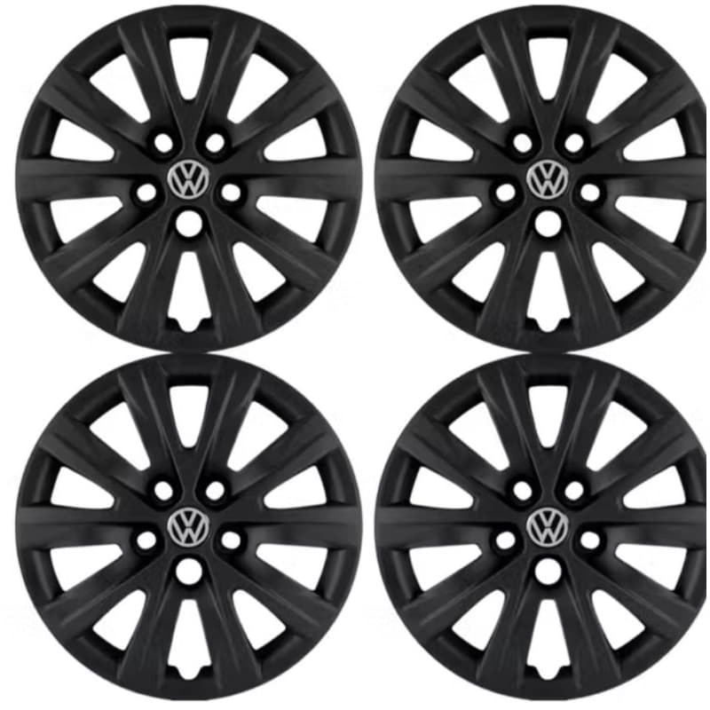 jogo 4 calotas aro 15 (5 furos) Fox spacefox polo preto fosco