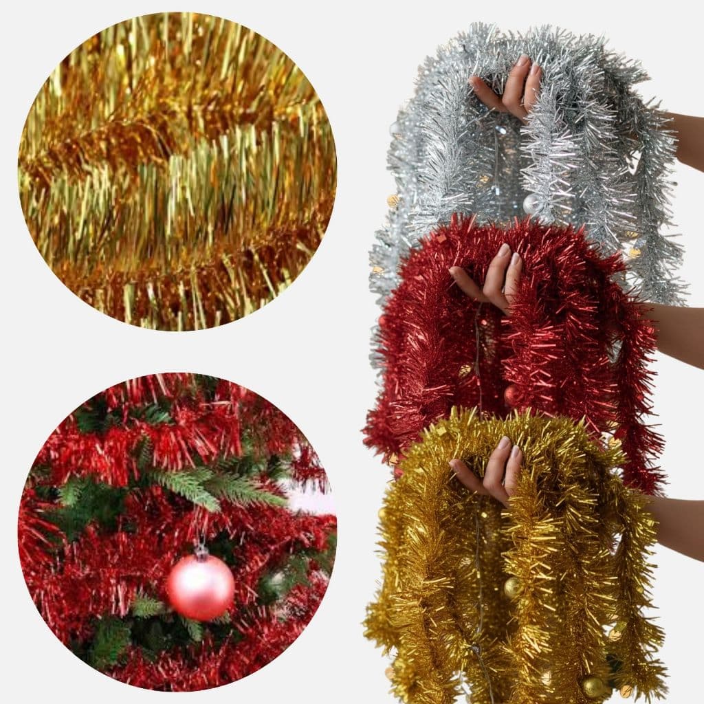 Kit Decoração Natal Festão Metalizado 10 Metros Envio Rápido