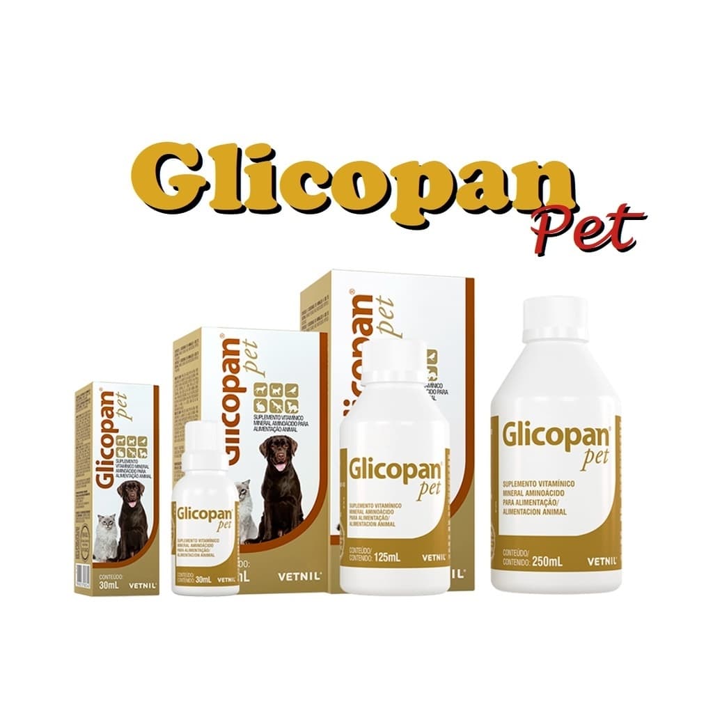Glicopan Pet 250mL - Suplemento Vitamínico Para Cães, Gatos, Aves, Roedores, Répteis e Mustelídeos