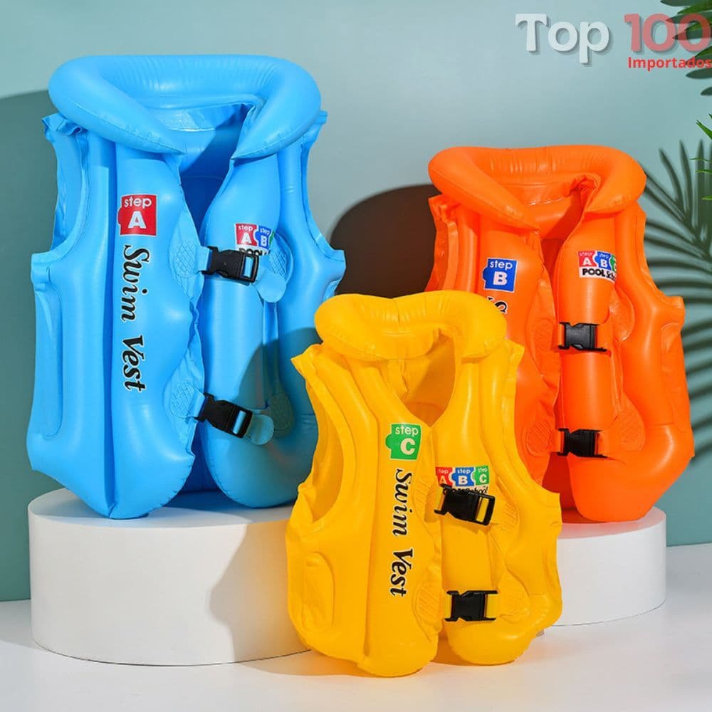 Boia Colete Inflável Infantil Piscina Praia Lago Flutuador Salva Vidas Ideal Criança e Bebê 9 a 40 kg
