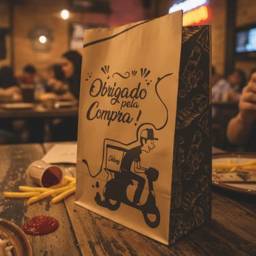 Saco Kraft Para Delivery (18x10x26) - Personalizado com 100 unidades