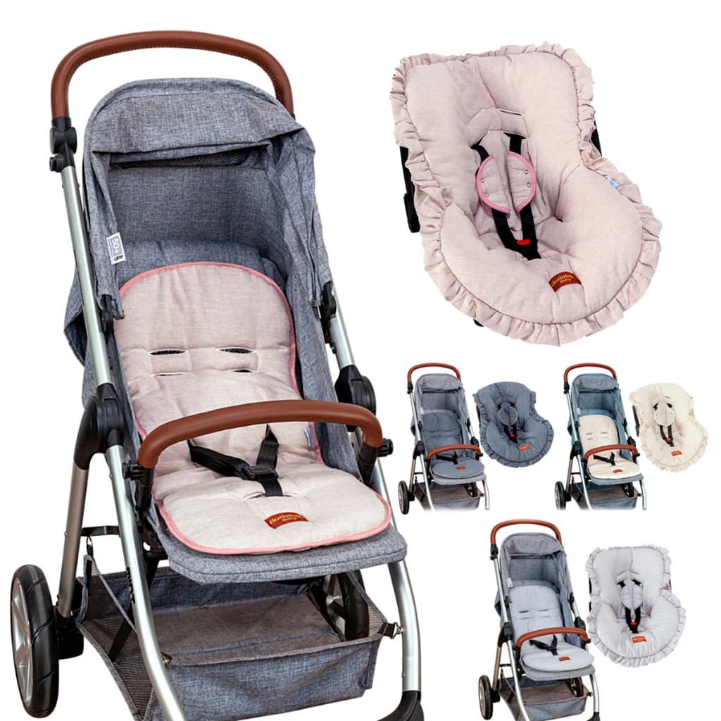 Kit Capa Carrinho e Capa Redutora de Bebê Conforto 100% Algodão Batistela Baby