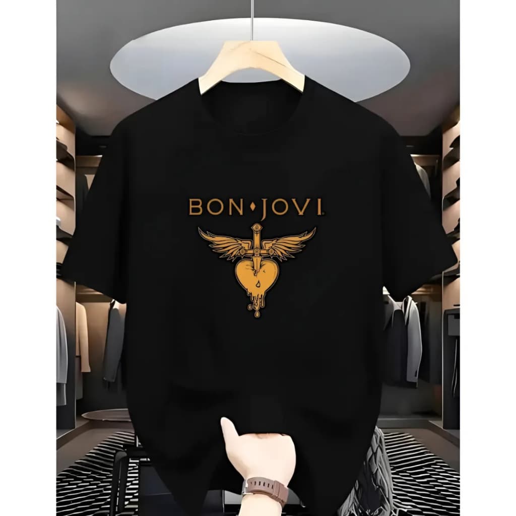 Camiseta Bon Jovi Conforto Manga Curta Camisa Masculina e Feminina 100% Algodão