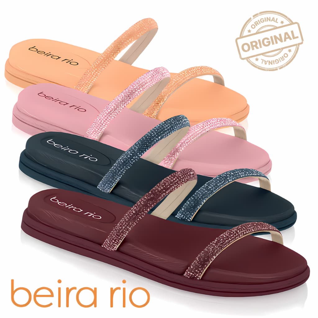 Sandalia Beira Rio Original Papete Birken Slide Feminina Verao Rasteirinha Rasteira Chinelo Strassa