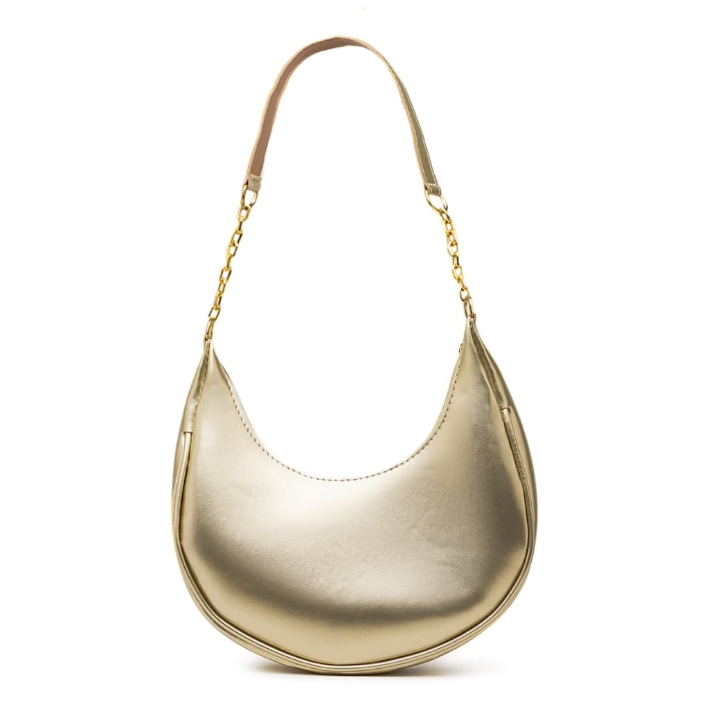Bolsa Feminina Meia Lua de Corrente de Ombro Pequena Lisa de qualidade Envio Imediato