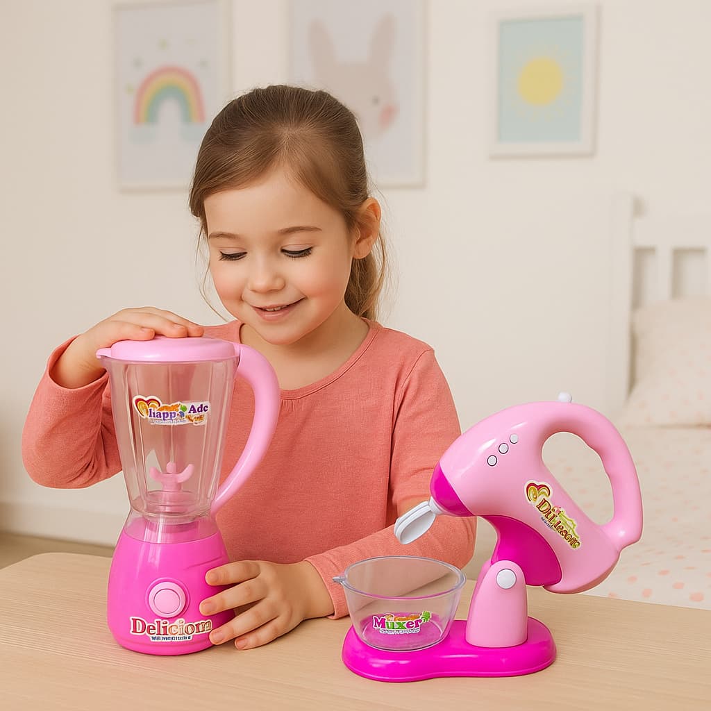 Kit Liquidificador E Batedeira Infantil Com Luz E Som Cozinha Faz de Conta