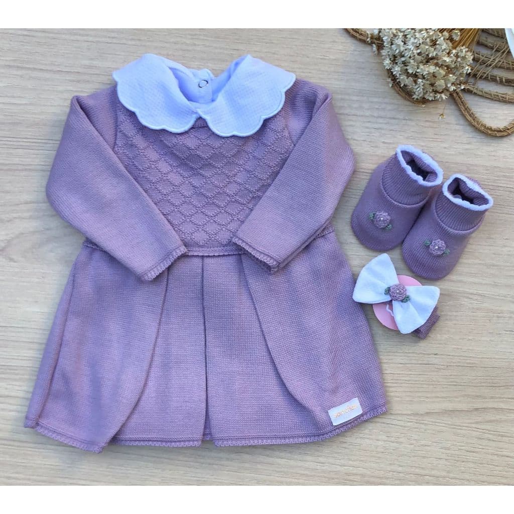 Saída de maternidade Menina Sanches Vestido 4 peças