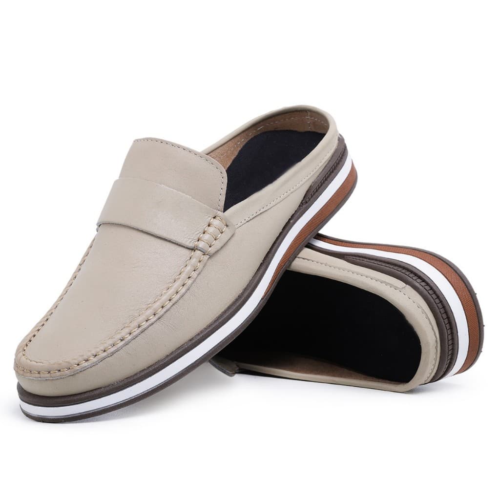 Mocassim Mule Casual Urbano Gravata Masculino Atemporal em Couro Legítimo