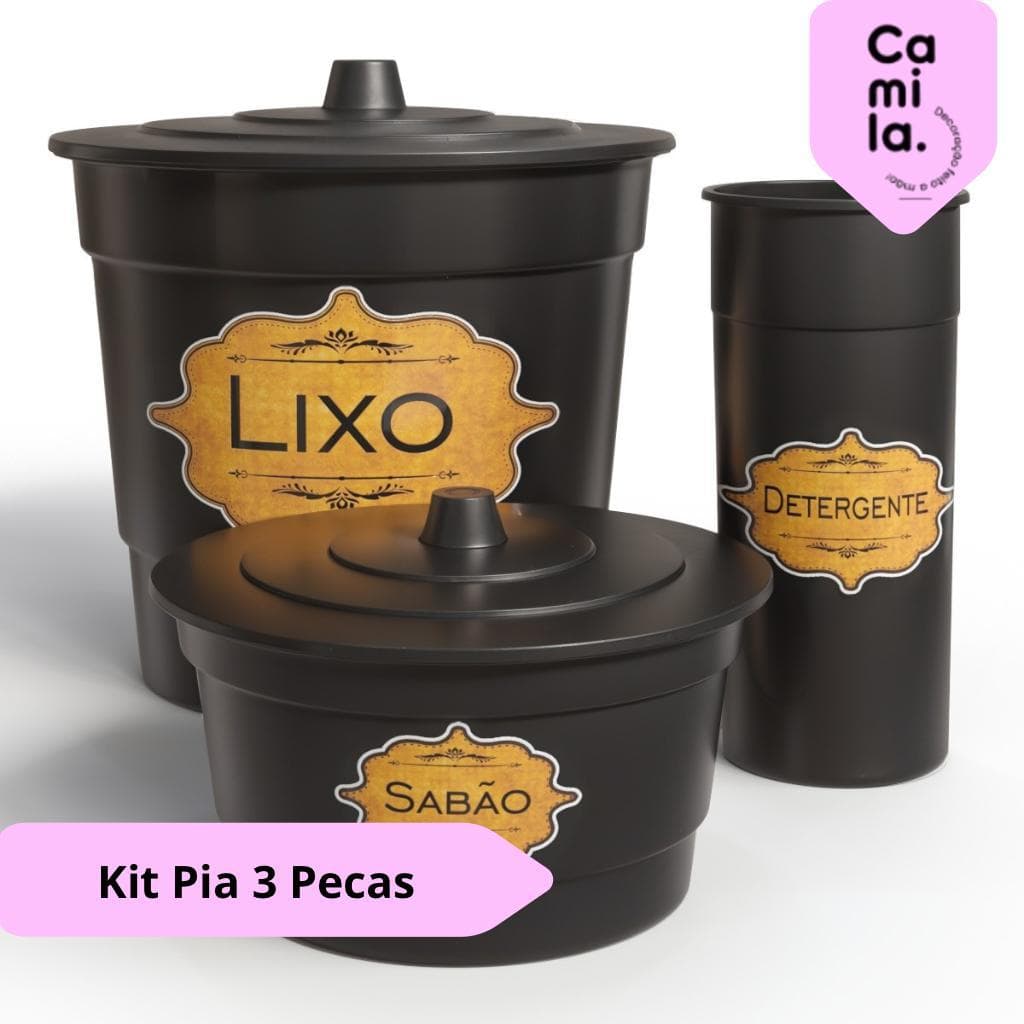 Kit Pia Conjunto 3 Peças Plástico Resistente Organização Casa Cozinha Vários Modelos