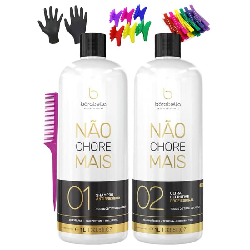 Borabella Progressiva Sem Formol Nao Chore Mais 1l Brilho Intenso Não Desbota Cabelo Mais Brinde