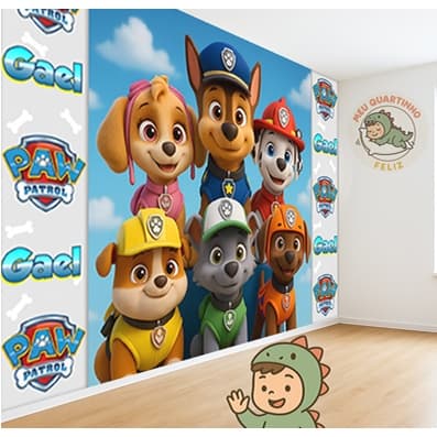 Patrulha Canina Papel de Parede Adesivo Personalizado M² PAREDE TODA