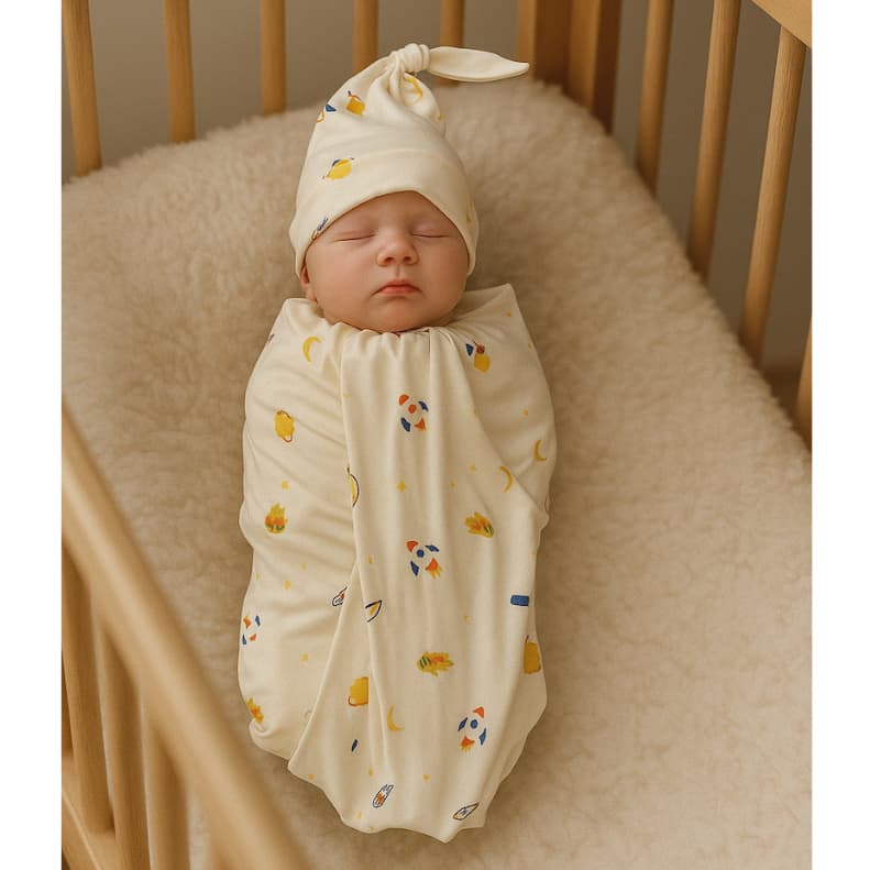 Manta Bebê RN Cueiro Charutinho Wrap Swaddle Fotografia Conjunto 2 Peças
