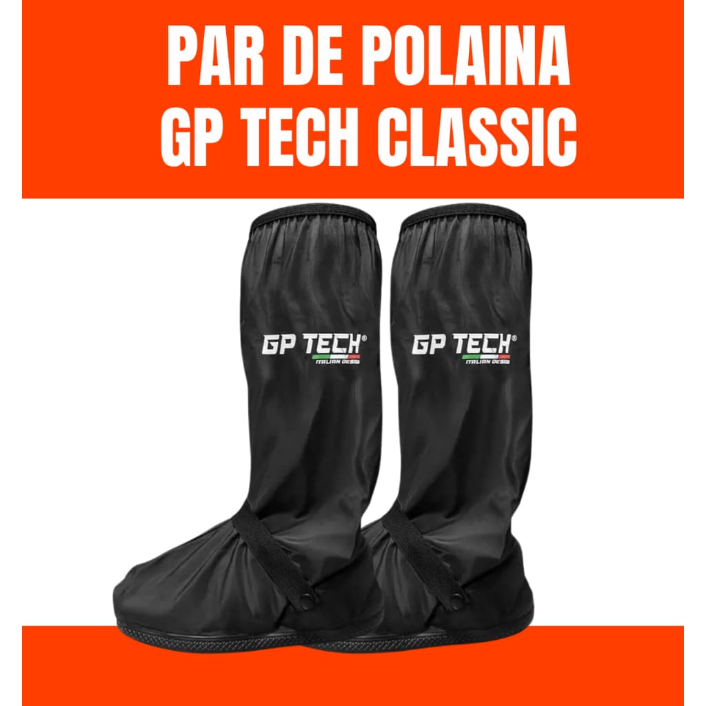 Par Polaina Galocha Chuva Gp Tech Classic Preto Motociclista diversos tamanhos